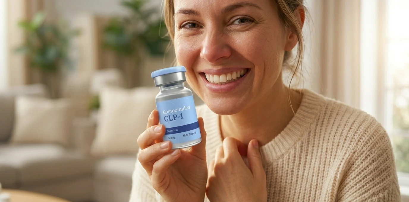 Person completing Compounded GLP-1 Injection online evaluation